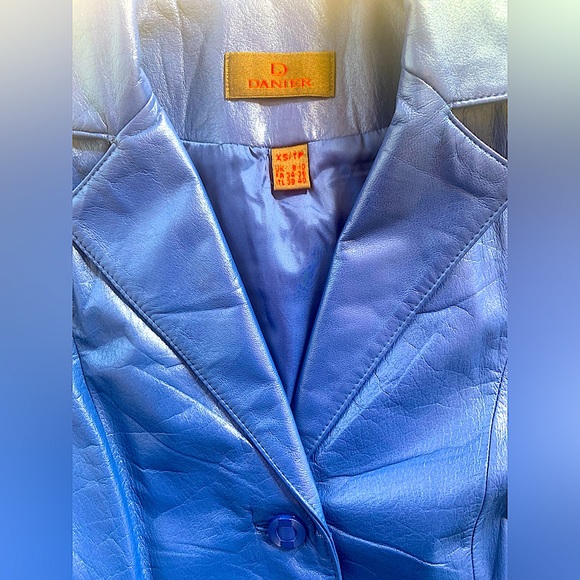 DANIER 100% Lambskin Leather Jacket Blazer-Size XS-Periwinkle Blue/Purple - Picture 3 of 5